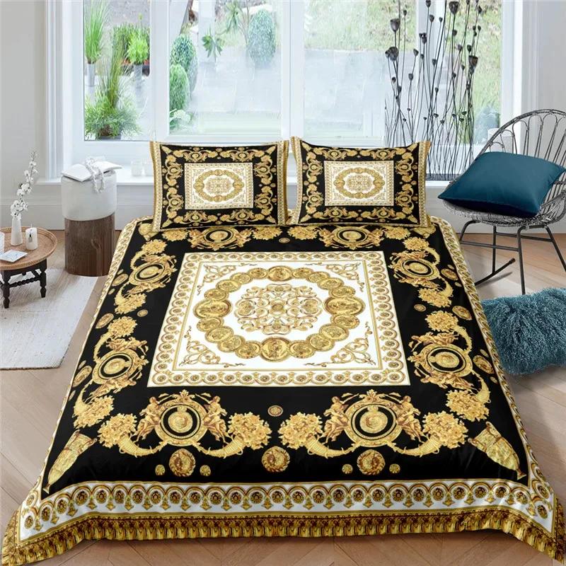 Home Living Luxury 3D Golden Lion Bedding Set Comfortable Duvet Cover Set Boys Bedding Set Queen and King EU/US/AU/UK Size