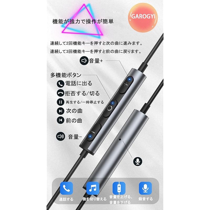 GAROGYI type C earphones USB Type C stereo earphones magnetic in-ear earphones microphone With remote control HiFi sound quality DAC chip Android