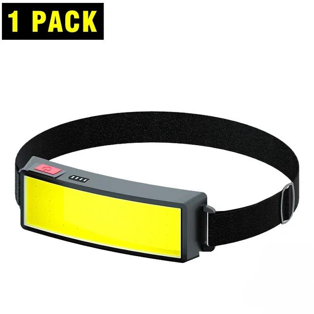 COB 180° Floodlight LED Headlamp FlashlightFlashlight 3 Modes Built-in USB Rechargeable Battery Head Lamp Hiking Camping Lamp