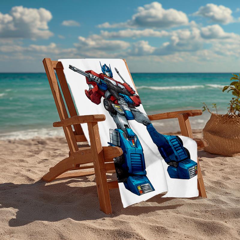 Ultra-Soft Beach Towel with Optimus Prime Theme,Ideal for Pool - Camping, Diving - Perfect Travel Essential, Vibrant Beach Towel.