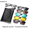 MOMOJA Magnetic Men's Glasses Frame TR90 Ultra Light and Comfortable Magnetic Sun Clip Frame Fashion Prescription Glasses 12088