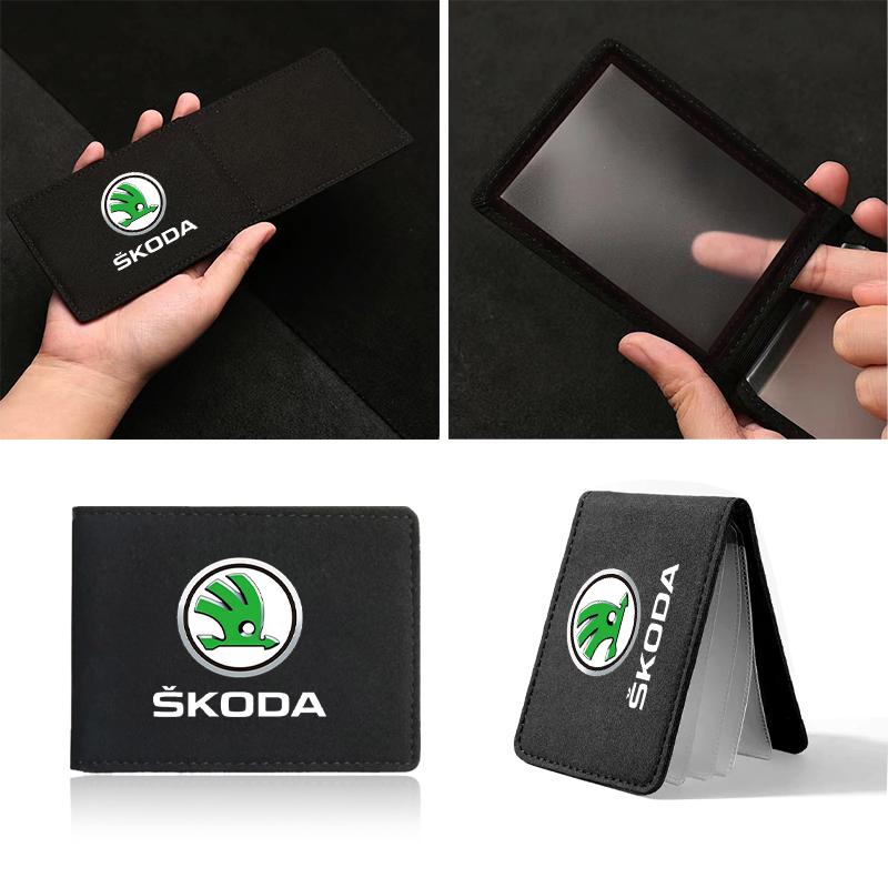 PU Leather Credit Card Case Car Driving Documents Protective Case For Skoda Octavia MK2 MK3 2 3 A7 Fabia Karoq Kodiaq Superb Rapid Kamiq