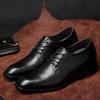 Мужские туфли-оксфорды, классические итальянские мужские туфли из натуральной кожи, на шнуровке, черные, для офиса, свадьбы, торжественные туфли для мужчин