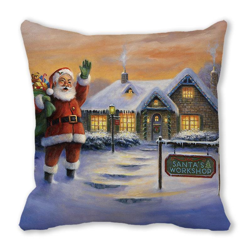Новый год с Рождеством Санта-Клаус с принтом наволочка для украшения дома квадратная наволочка 45x45 см
