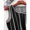 T Style Vertical Striped Round Neck Cut Loose Vest Summer Sleeveless Fashion Outwear Knitting Export Tops Women