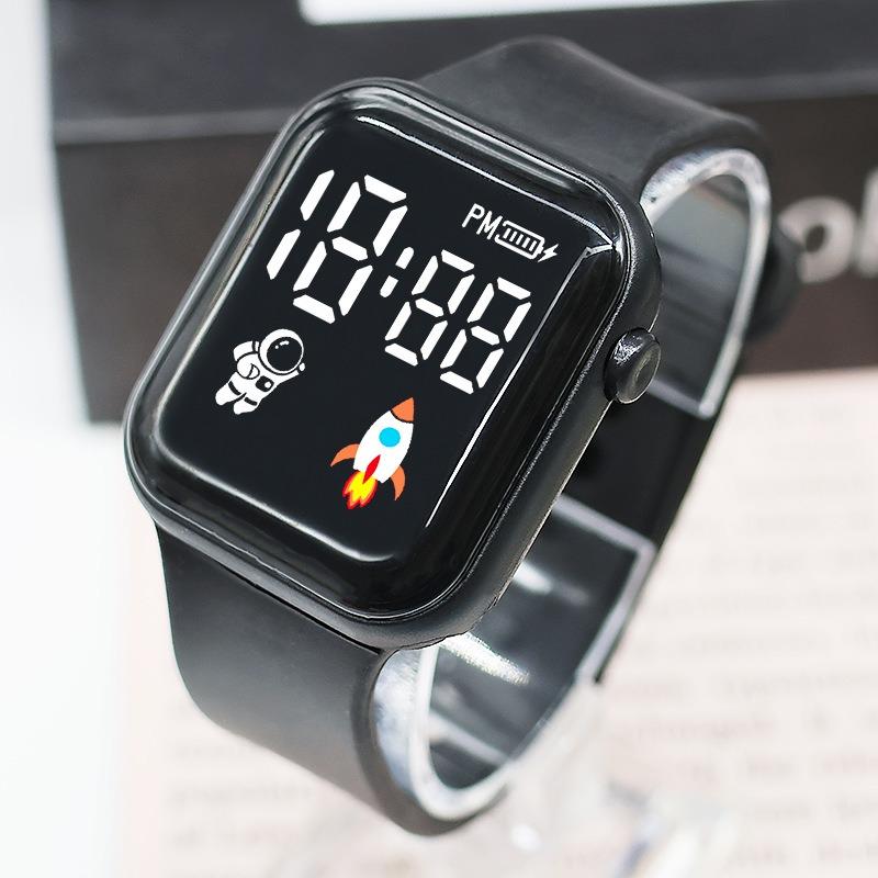 Sports Kids Watch Silicone Strap Cartoon LED Digital Watches for Children Boys Girls Gifts Spaceman Early Education Wristwatch
