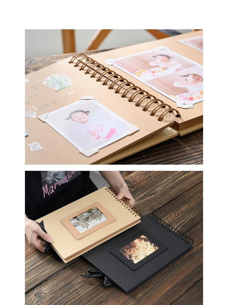 Скрапбук «Пара катушек» своими руками: Ручной Черный Фотоальбом из Крафт-бумаги с Пустыми Страницами