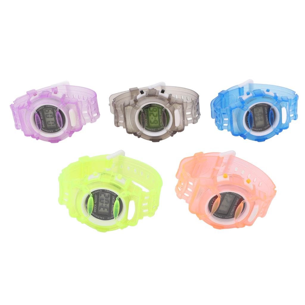 5pcs Kids Digital Sports Watch Calendar Display Shockproof Accurate Time Electronic Wrist Watches for Boys and Girls