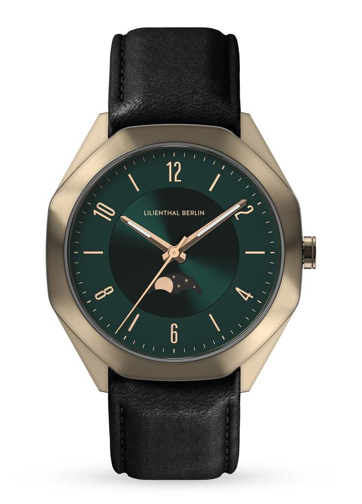 Lilianthal Berlin Фаза Луны Сделано в Черном Наручные часы, Германия, OM1-003-CB004BB, Мужские,