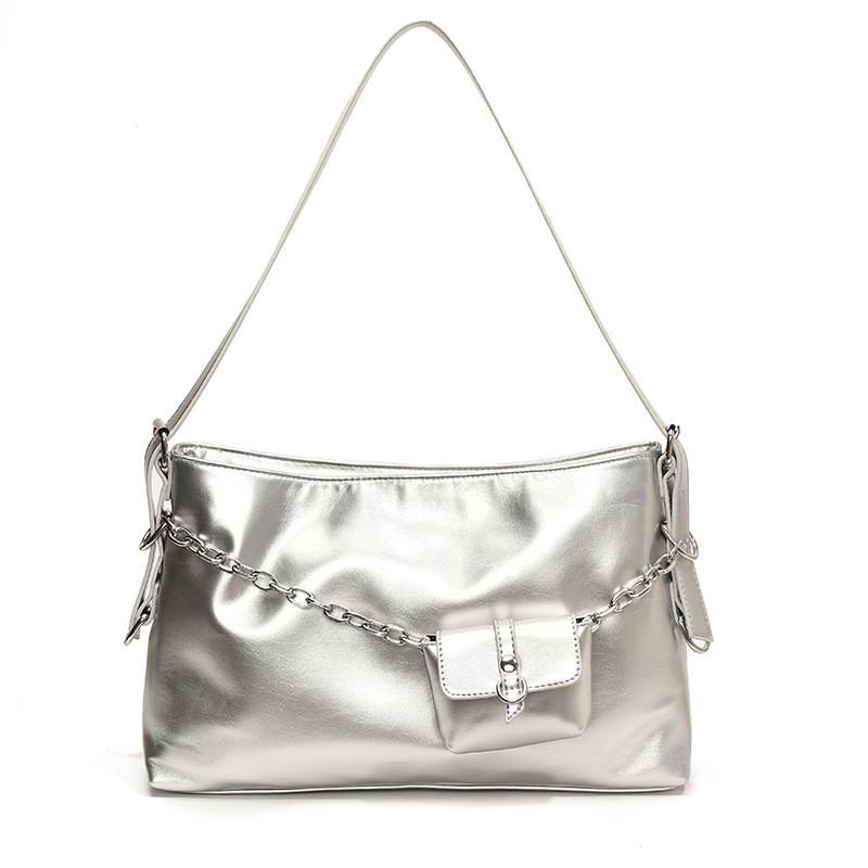 Ielgy High-End Fashion Tote Bag Trendy Chain Shoulder Armpit Bag Large Capacity Cross-Body Commuter Bag