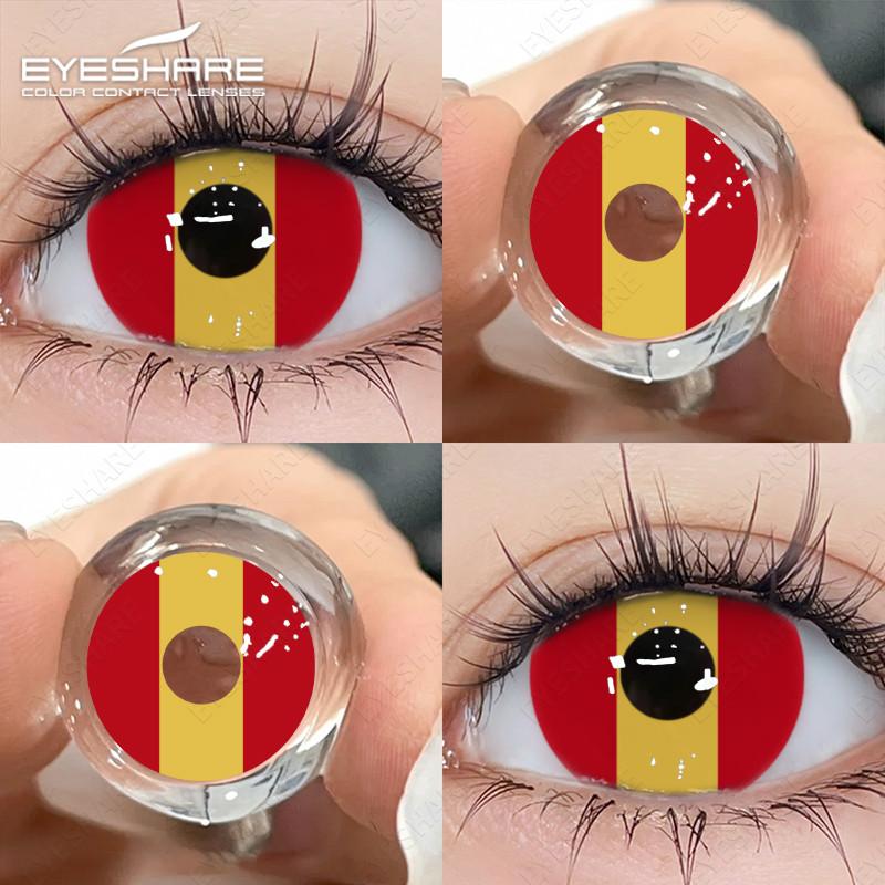 Eyeshare 1 Pair Red Cosplay Contact Lenses for Eyes Halloween Eye Makeup Lens Crazy Cosplay Party Accessories
