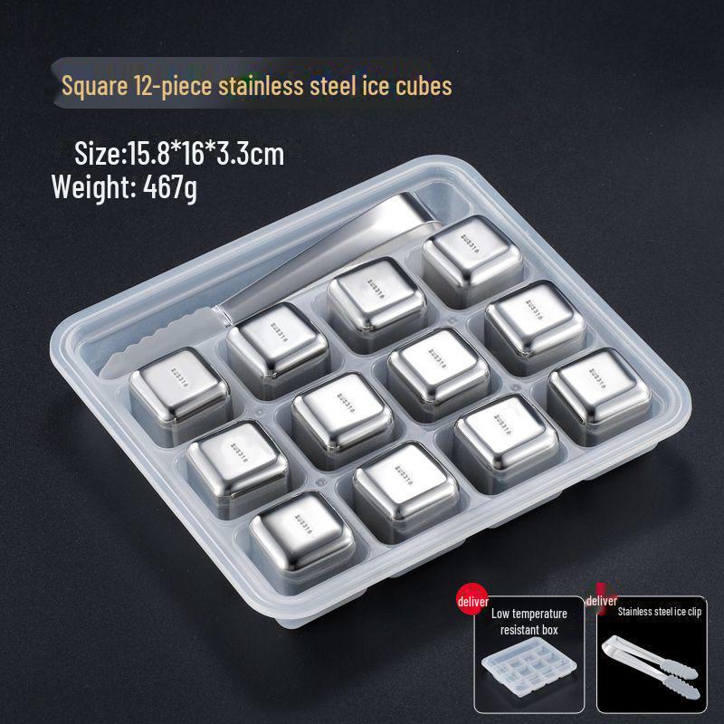 «Многоразовые кубики льда из нержавеющей стали 304 для быстрой заморозки виски и пива»