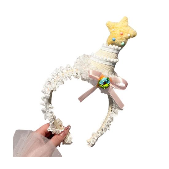 Soft Fabric Velvet Headband Birthday Series Cake Decor Bright Color Hair Hoop Hand-Crafted Hair Accessory