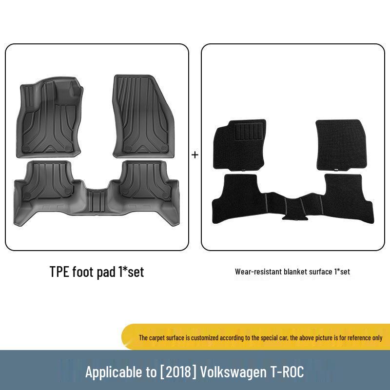 Коврики в салон и багажник из ТПЭ для Volkswagen T-ROC 2018-2024 (Левый руль)
