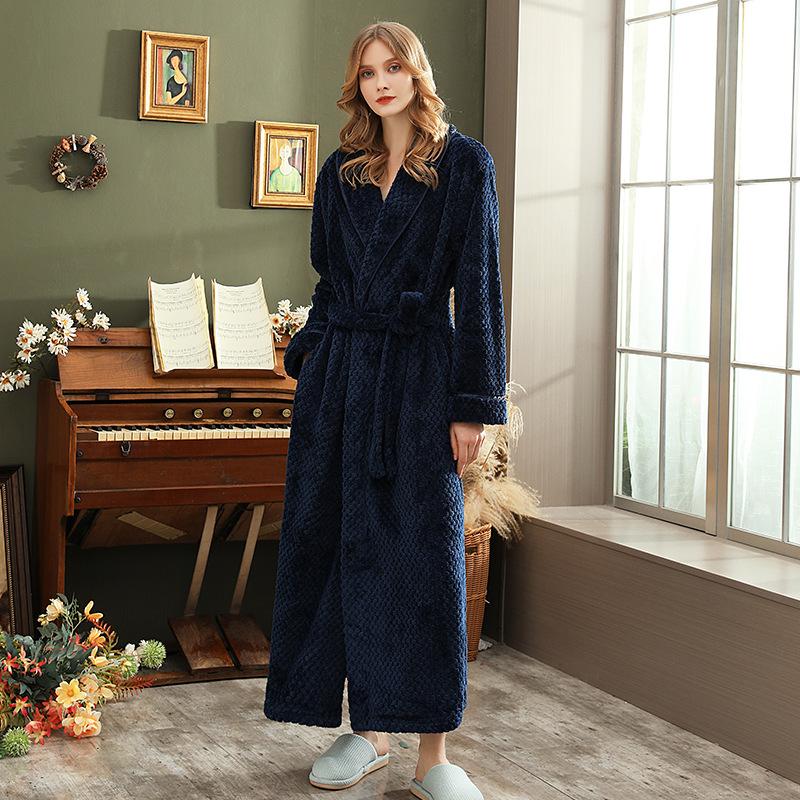 Lounge Robes Autumn and Winter Thickened Facecloth Bebe Velvet Couple Robe Plus Large Size Comfortable and Elegant Fixed Belt Bathrobe Simple Bathrobe