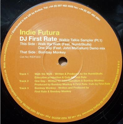 12-дюймовая пластинка FIRST RATE - Сэмплер рации (Пт. 1) INDF003 Indie Futura 2002 UK Рэп и Хип-хоп/R&B Б/У