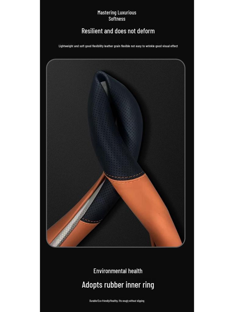 Anti-Slip Genuine Leather Steering Wheel Cover for Hongqi Models: H9, 23 H5, Classic, H6, HS5, HS7, HQ9.