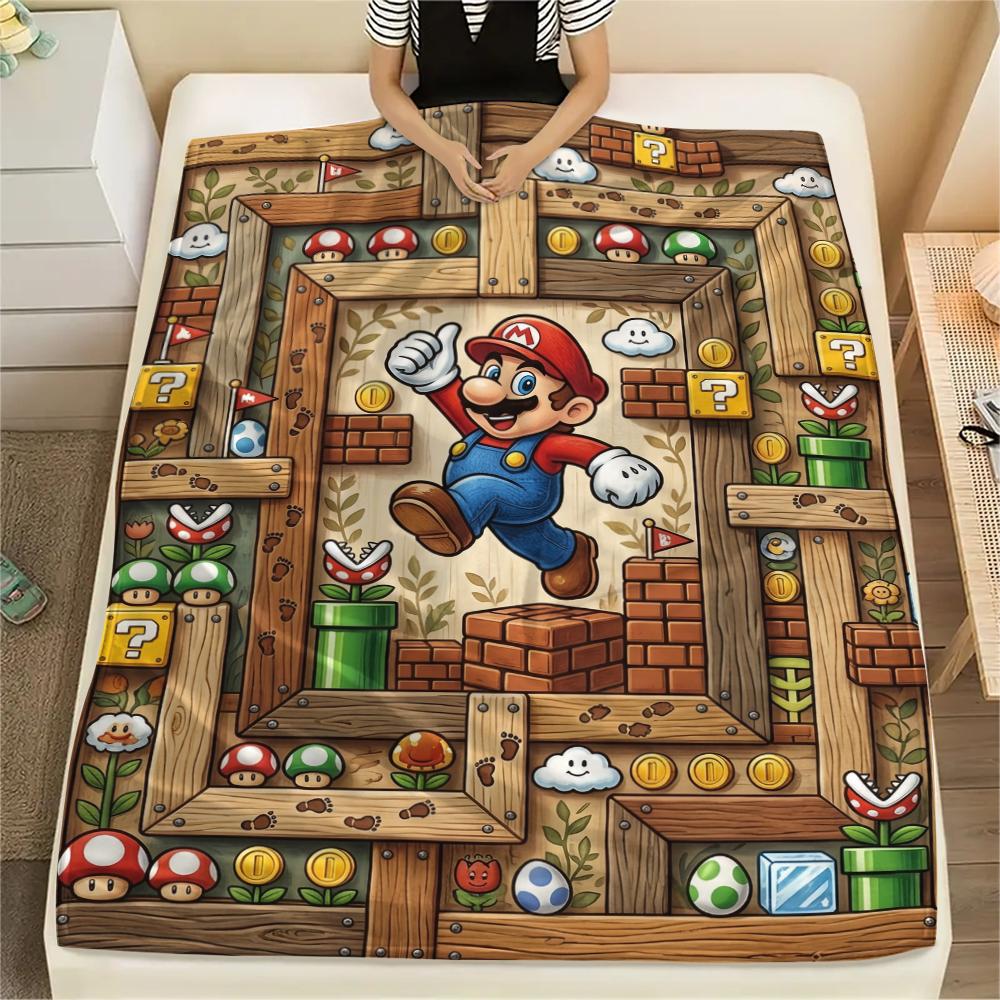 Mario Jumping Action Blanket, Mario Fan Cozy Throw, Great Gift.chl