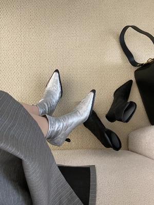 Модные женские ботильоны с острым носком и вышивкой 2024 года, новые поступления, тонкие туфли на среднем каблуке, черные, серебристые, туфли-лодочки для вечеринок, женские размеры 35-39