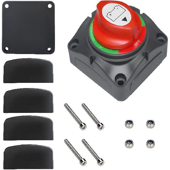 Battery Disconnect Switch, 12V-48V Power Isolator 1-2-Both-Off Switch, Waterproof Dual Battery Switch for Marine Boat Car RV ATV UTV Vehicles,