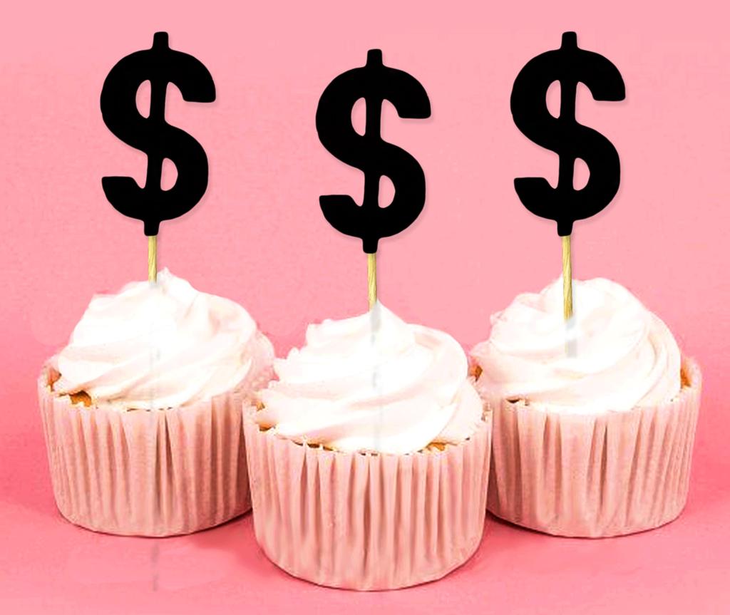 Darling Souvenir Знак доллара Cupcake Toppers День рождения Свадьба Десертные украшения - Pack Of