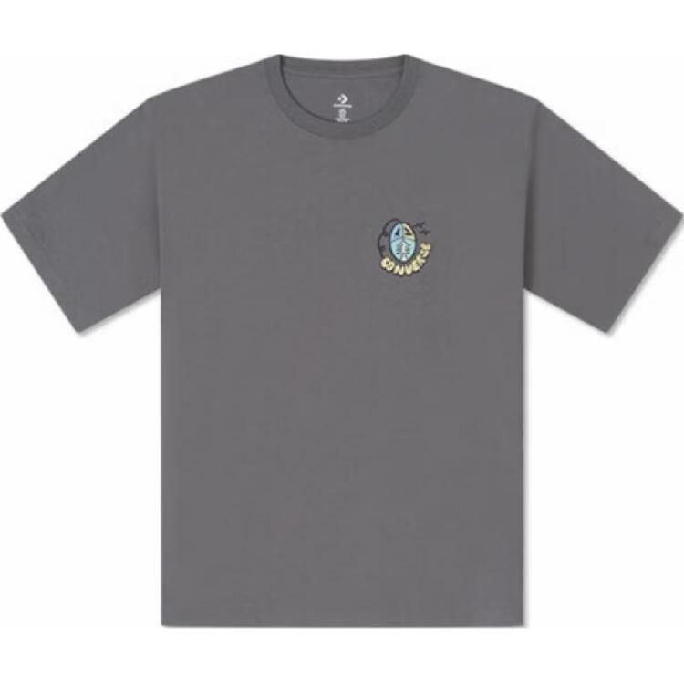 Converse T Shirts Men's Gray Crew Neck Moderate Straight Fit 10027229-A03