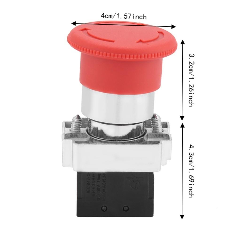 2PCS Round Head Push Button Switch Mushroom E-Stop Button for XB2-BS542/ZB2-BE102C Machine Safety