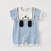 Младенческие детские мальчики девочки полосатые ромперы мультяшный боди с коротким рукавом летние ромперы для малышей одежда