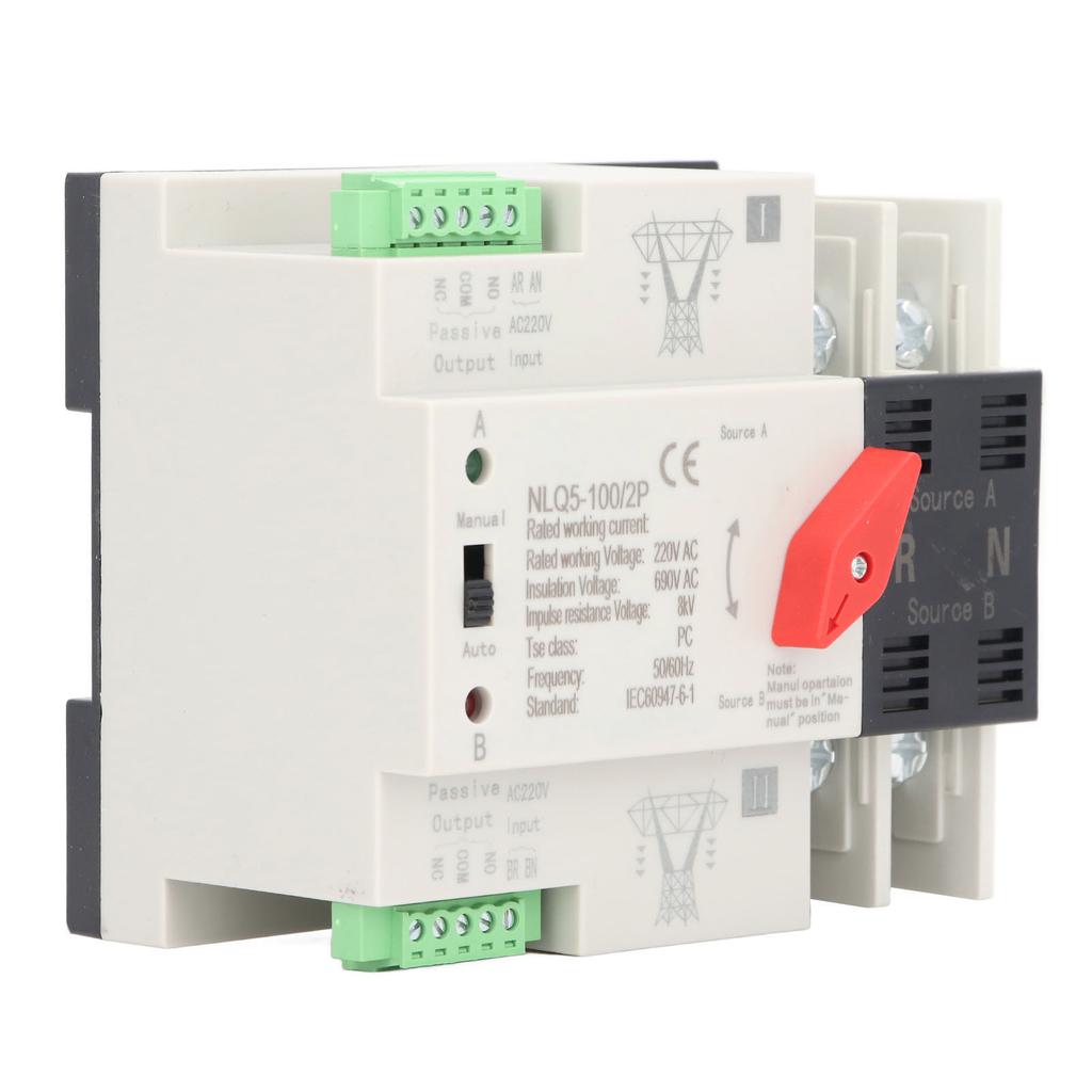 Двойной автоматический переключатель питания 2P Mini ATS автоматический переключатель питания AC220V 100A