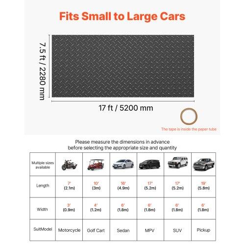 VEVOR Garage Floor Roll, 2.28 x 5.2 m Garage Flooring Mat, 2.2 mm Thickened PVC Diamond Plate Floor Protector Mat with Double-sided Tape, Non-Slip