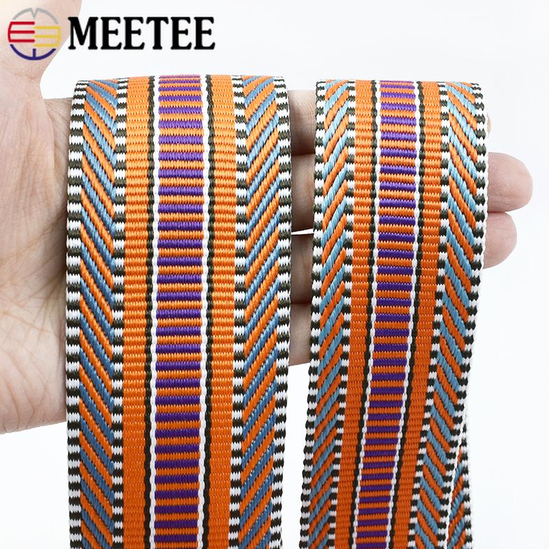 2/3/5M Meetee 38/50 мм Жаккардовая Полиэстеровая Лента-стропа По Метру Декоративная Лента-стропа Ремень для Рюкзака Швейные Аксессуары для Одежды
