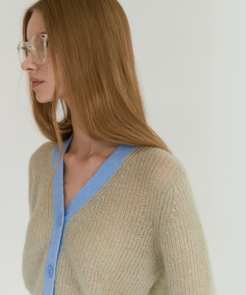 Lei Avery Anti-Pilling Mohair V-Neck Cardigan (Gray)
