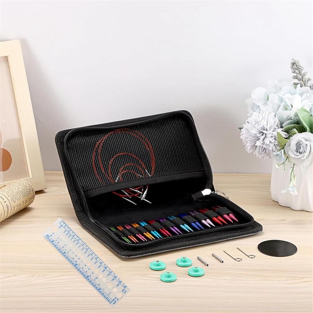 Короткий набор сменных спиц для вязания, 2-дюймовый металлический набор круговых спиц для начинающих, 12 пар