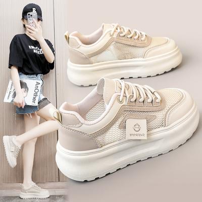 Zy1803 Новые белые туфли, женские летние туфли с дышащей сетчатой ​​поверхностью, универсальная спортивная обувь, обувь с сетчатой ​​поверхностью с поднятой подошвой