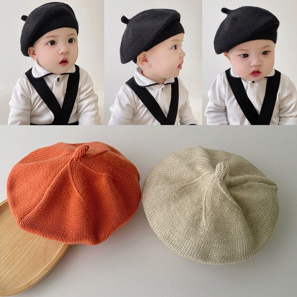 Warm Kids Berets Knitted Painter Hat Korean Children Newsboy Cap Boys Girls
