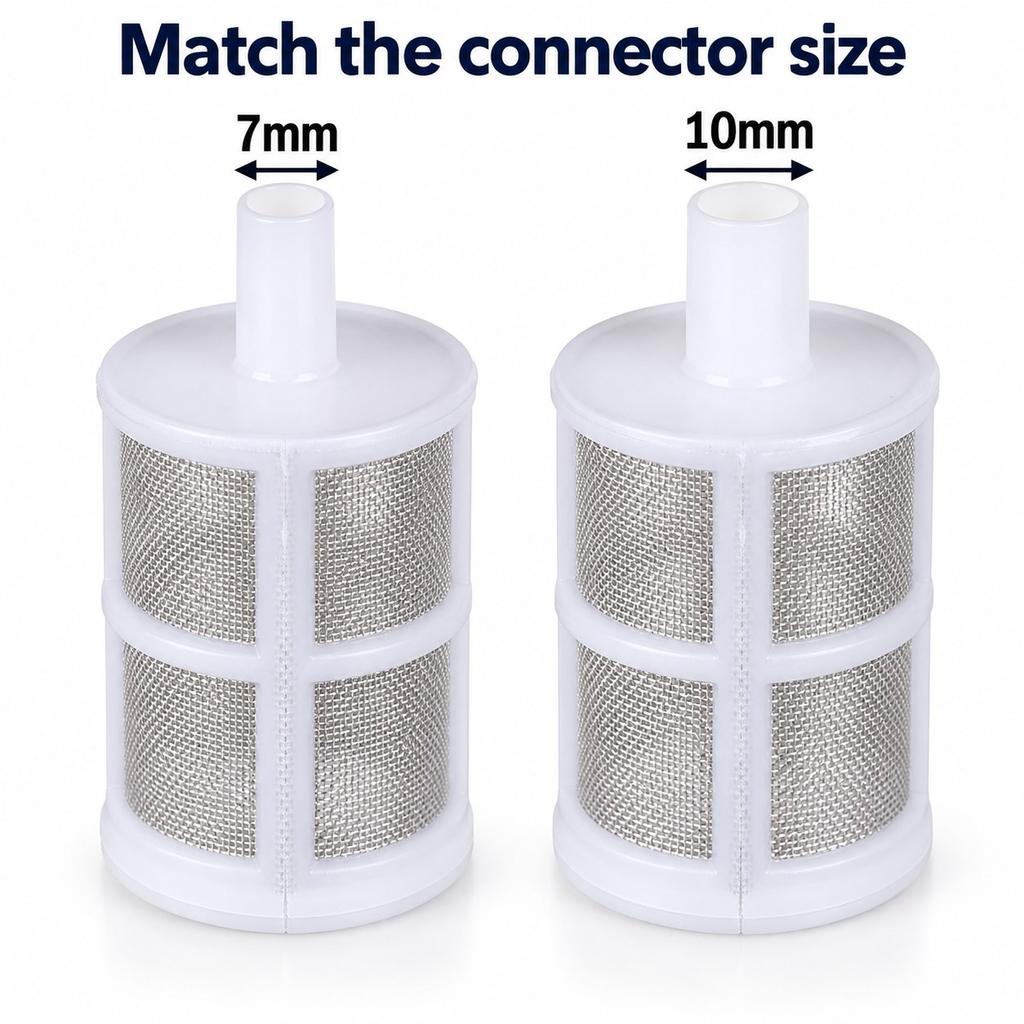 Mesh Pump Intake Strainer, 7mm or 10mm Connector, One or Three Pack