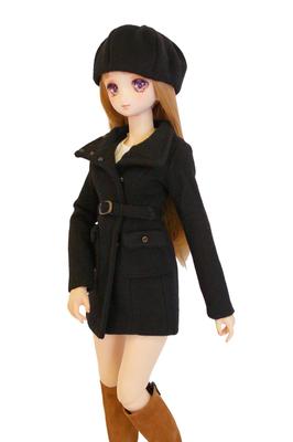 DD SD совместимое пальто с высокой стойкой черное с поясом 60 см кукла для куклы BJD одежда для предотвращения переноса цвета [Petite Marie] 1/3 (Подходит для размера SM)