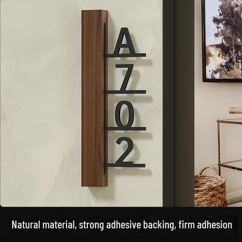 Креативная табличка с номером дома из цельного дерева и акрила — без перфорации, легкая роскошь для жилых домов и отелей