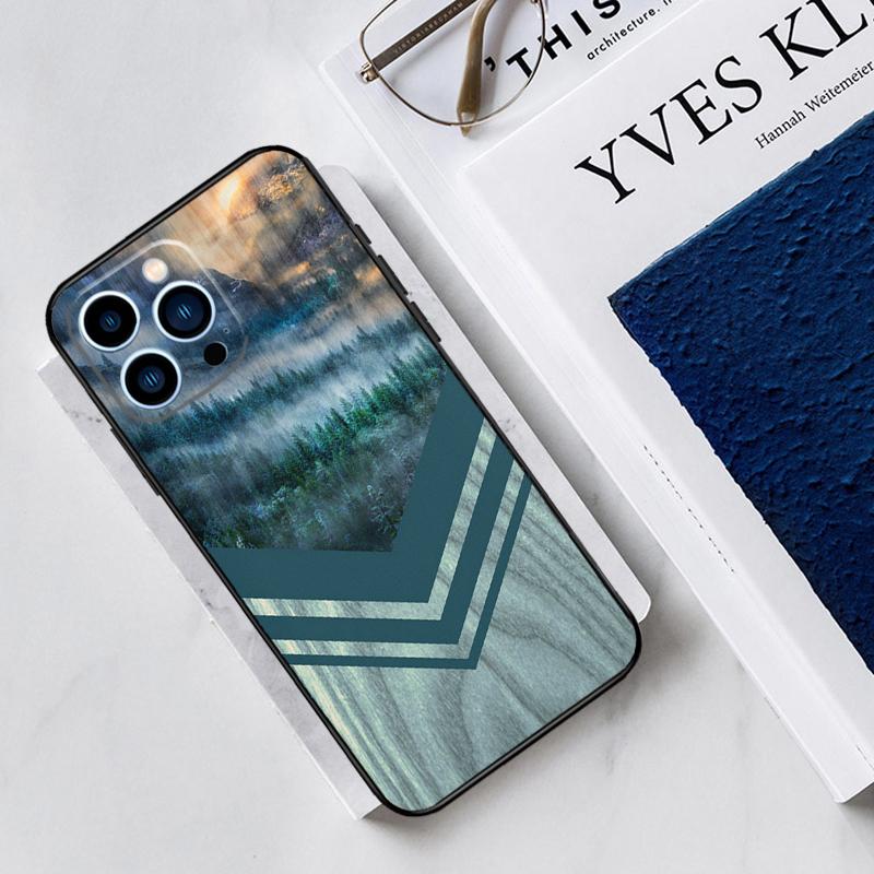 Forest Geometry Wood Nature Case For iPhone 17 Air 15 14 11 16 Pro Max 13 12 Mini 15 16 Plus 16e Funda Silicone Cover