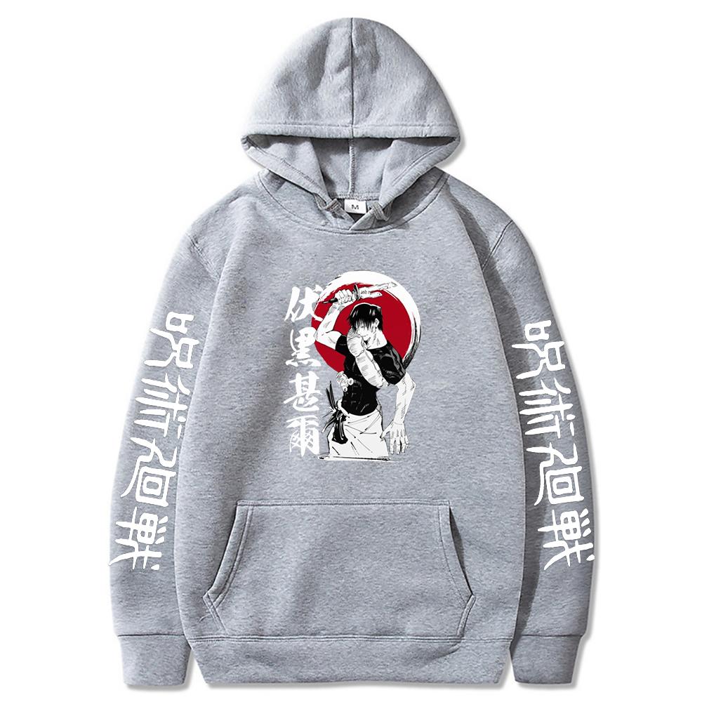 Худи с графическим принтом аниме Jujutsu Kaisen Харадзюку, винтажное оверсайз, с капюшоном, повседневное, с длинными рукавами, мужская и женская одежда
