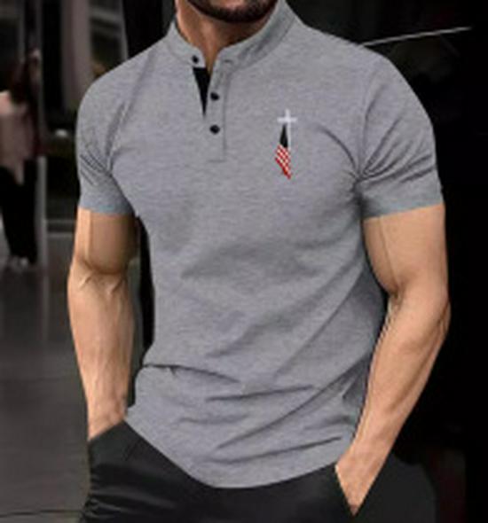 Мужская летняя спортивная рубашка-поло с карманом на молнии 2024
