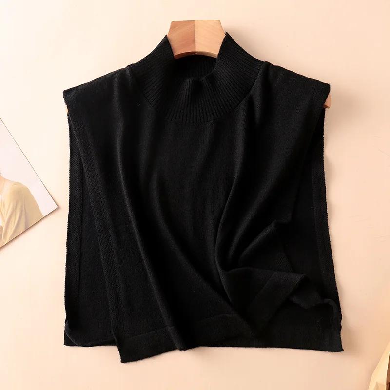 Women Wool Detachable Collar Fake Neck Mock Hooded Solid Color False Sweater Ladies Turtleneck Neckwear Clothing Accessories