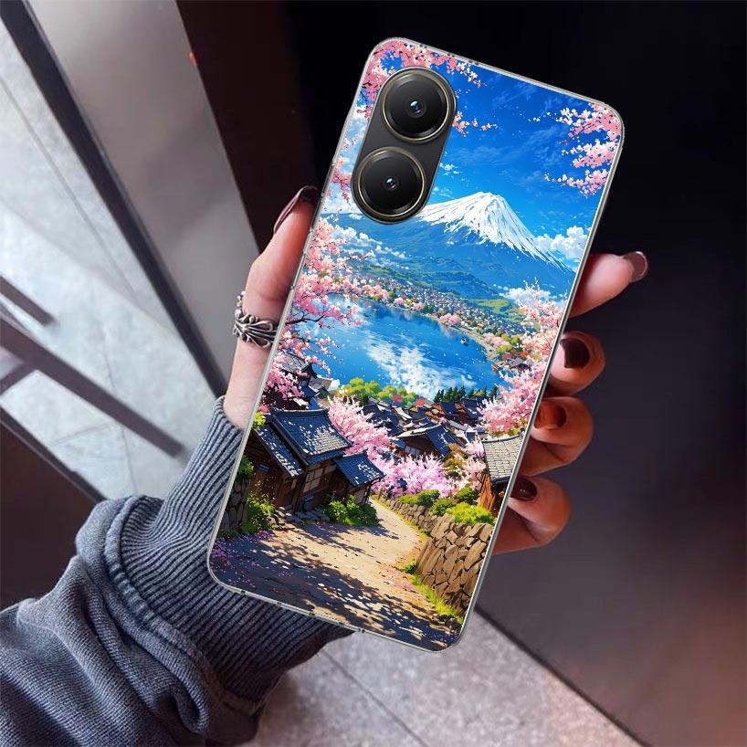 Японская вишня Гора Фудзи Чехол для телефона для Xiaomi Poco X7 X6 X5 Pro F7 Ultra Redmi 15C 15 13 13C 12 12C 10 10A 10C 9 9A 9C 9T Она