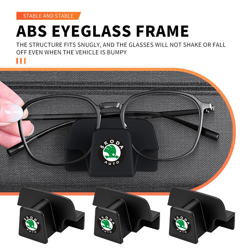 ptncy6 Car Sun Visor Glasses Clip Eyeglasses Storage Holder Car Hook Accessories For Skoda Octavia A5 A7 RS Fabia Superb Rapid Karoq