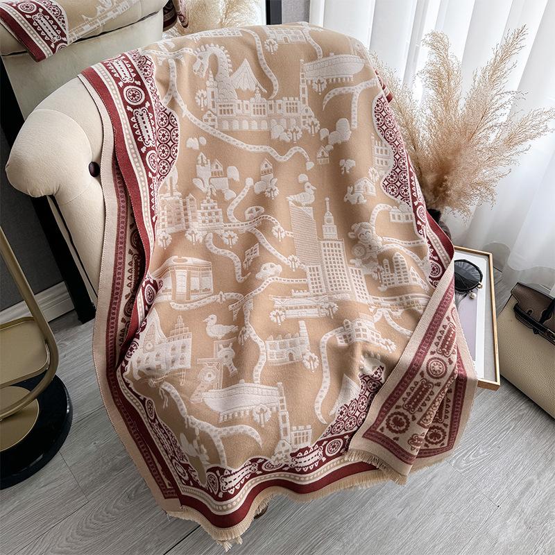 Autumn And Winter Scarves, Cute, Simple, Dragon Fairy Tales, City Illustrations, Personalized Comfortable Shawls