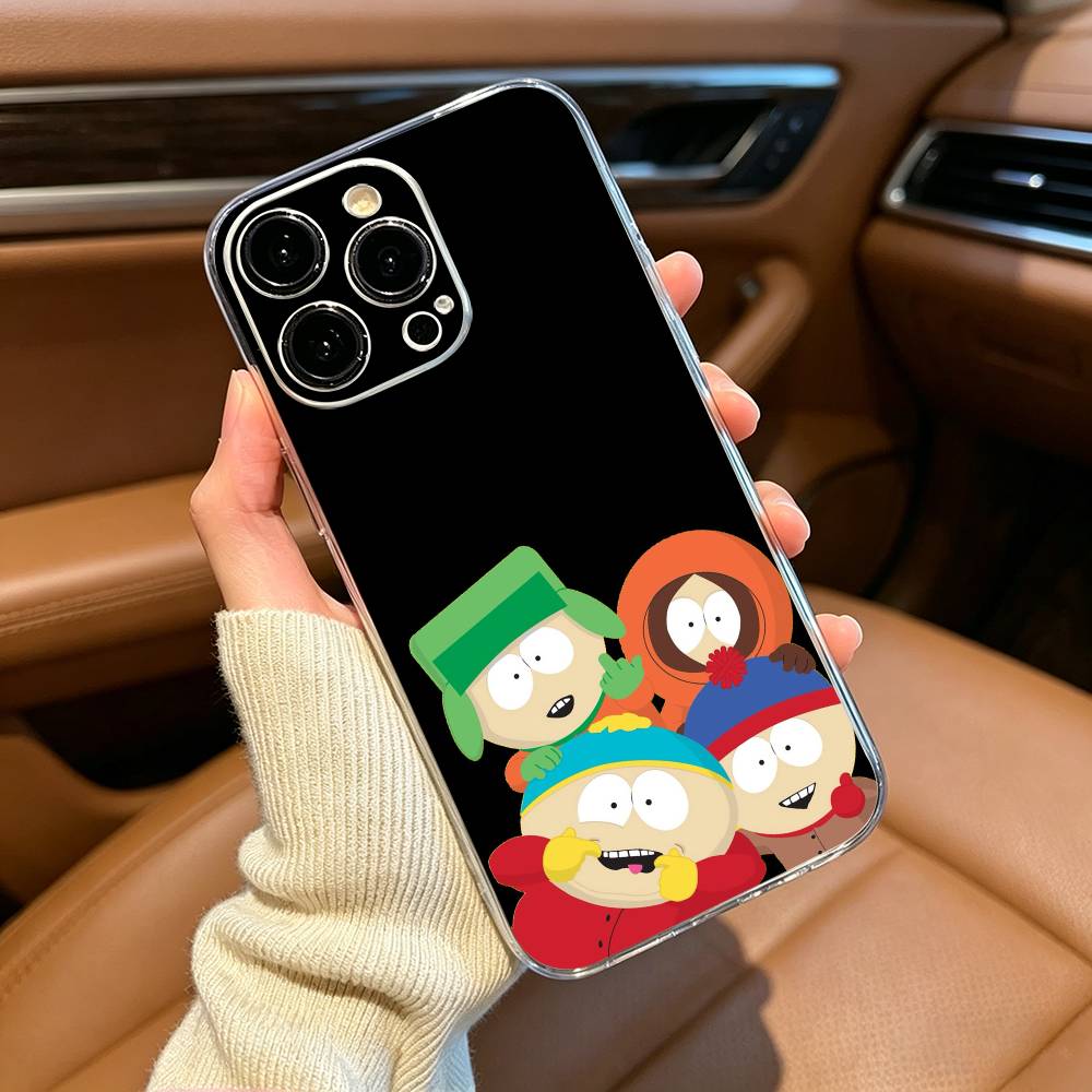 Cartoon S-South P-Park Phone Case For iPhone17,16,15,14,13,12,Pro Max,16/15/14 Plus  XS Soft Silicone Transparent Cover