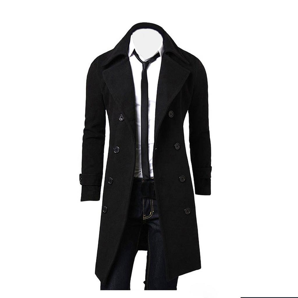 Winter Men Slim Stylish Trench Coat Double Breasted Long Jacket Coat
