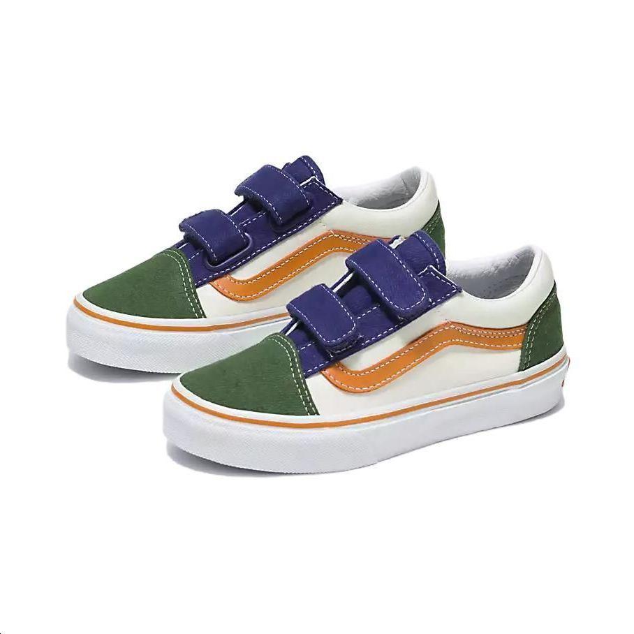 Vans Old Skool V Повседневные Удобные Прочные Дышащие Низкие Детские Кеды для Скейтбординга Детские кроссовки Белый Зеленый VN0A38HD6GL