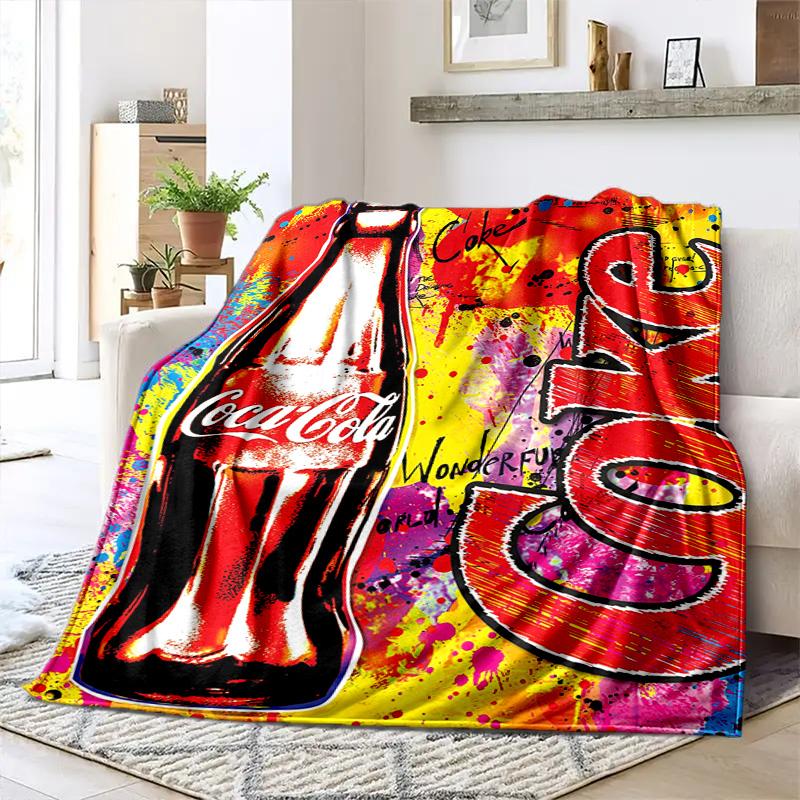 Christmas gift Halloween themed cola beverage Coca Cola blanket soft home furnishing nap decoration four seasons warm Sherpa blanket U24