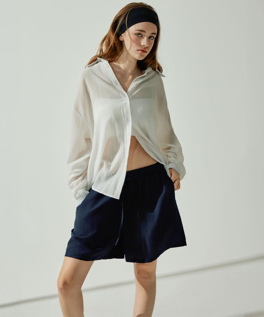 VIKINI VENDER Брюки Della Linen с эластичным поясом - Темно-синие